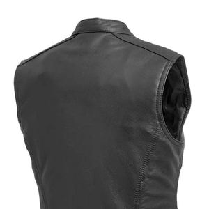 Chaleco de Cuero Genuino para Mujer, Última Moda, Logotipo Personalizable, Color Sólido, Tejido de Lona, Impermeable, Cortavientos y Transpirable - Product Image 4