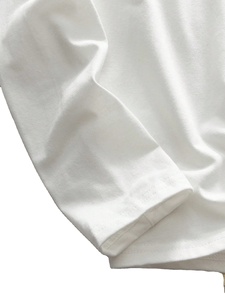 T-shirt décontracté à manches longues pour homme, col rond, couleur unie, blanc, ample, polyvalent, en pur coton, chemises streetwear de haute qualité - Product Image 2