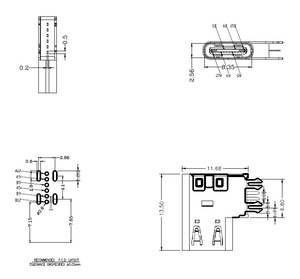 ขั้วต่อ Type-C FFC & FPC แบบตัวเมีย 6 พิน แบบเสียบด้านข้าง ความสูง 2.7 มม. รองรับกระแสไฟสูง ผลิตในเวียดนาม - Product Image 2