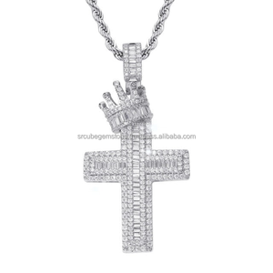 Eminent personalizado Unisex Cross Hip Hop diamante colgante laboratorio cultivado oro amarillo corte redondo IGI certificado VVS claridad chapado en oro - Product Image 4
