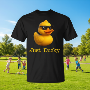 T-Shirt Promozionale per Bambini con Grafica Gansetto Giallo 'Just Ducky' - Product Image 3