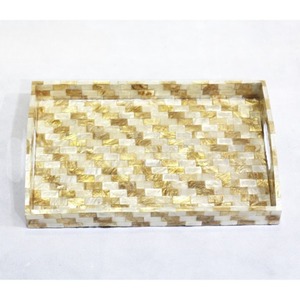 Plateau rectangulaire de style moderne en nacre, plateau à fruits pour la décoration du salon et de la cuisine en vrac - Product Image 3