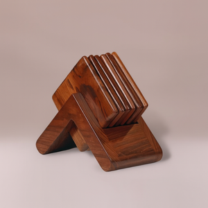 Juego de Posavasos de Madera de Acacia Hechos a Mano, Diseño Geométrico Moderno, Posavasos de Primera Calidad de 5 mm de Grosor, Estilo Clásico - Product Image 1