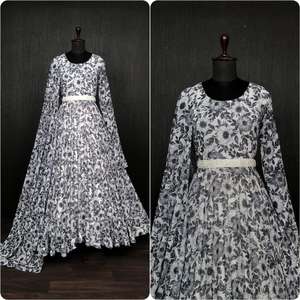 Faux Georgette con estampado de flores único y vestido de Georgette de tela pura son adecuados para cualquier ocasión, así como para ropa casual - Product Image 3