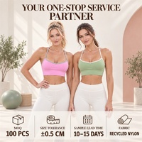 Soutien-gorge de yoga personnalisé respirant et anti-transpiration rose poudré superposé, 76 % polyester recyclé, 24 % élasthanne, pour patio et cour ensoleillée