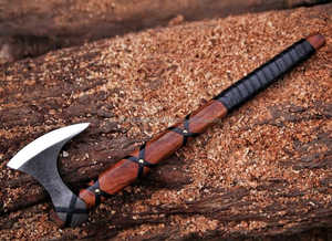 Ejes de acero de Damasco de alta calidad MS-Factory Uso multiusos con mango de madera personalizable Diseño popular Opciones de logotipo personalizado - Product Image 3