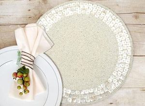 Handcrafted <b>round</b> Beaded <b>Placemats</b> for Dining Table for Wedding Christmas & Family Gatherings for Parties - Product Image 6