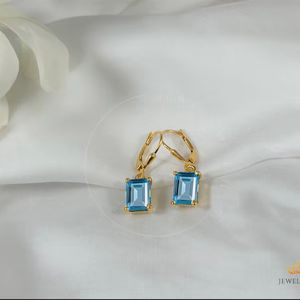 ต่างหูเงินแท้ 925 ชุบทอง 14K ประดับโรเดียมและเพทายทรงแปดเหลี่ยม ดีไซน์หรูหรา เหมาะสำหรับผู้หญิง เป็นของขวัญสำหรับงานปาร์ตี้ - Product Image 1