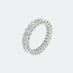Anillo de Eternidad Completo con Corte Esmeralda de 3.90CTW, Diamante Cultivado en Laboratorio, Color D E F, Claridad VVS VS, Oro Blanco, Oro Rosa, Joyería para Mujer, India - Product Image 3