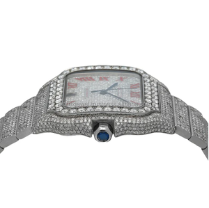 นาฬิกาเพชรสีเงินที่ได้รับการรับรอง VVS ได้รับการรับรองนาฬิกาเพชรแบบพรีเมี่ยมสำหรับผู้ชายและผู้หญิงนาฬิกาฮิปฮอป CVD ของขวัญคริสต์มาส - Product Image 2