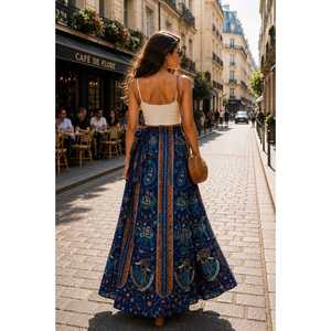 Jaipuri 100% Cotton Neptol Print <b>Wrap</b> <b>Around</b> <b>Skirt</b> Size up to XXL with Natural Waistline Woven Fabric-CWS00019 - Product Image 4