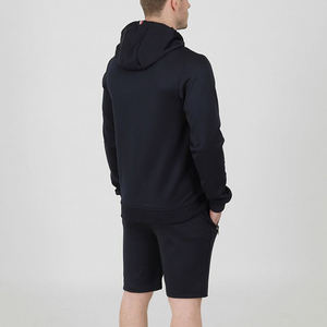 Logotipo personalizado Bordado personalizado Ropa con logotipo Chaqueta corta y con capucha Jogger conjunto de dos piezas de verano Pantalones cortos conjunto de hombres deporte conjunto corto - Product Image 2