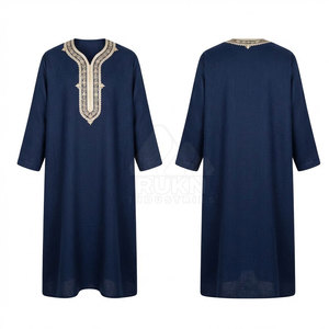 Stylish Moroccan Jubba for <b>Men</b> Classic Traditional Design Comfortable Fabric Neat Finishing Elegant Look Religious Summer Cotton - Product Image 6