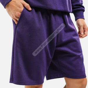 Polyester Stretchable Custom <b>Shorts</b> Purple With Adjustable Waistband for comfort <b>Tailor</b> Made Casual Sweat <b>Shorts</b> for Perfect Fit - Product Image 1