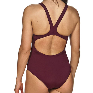 Traje de Baño de Una Pieza para Mujer, Color Sólido, Cuello Redondo, Corte Alto, Elástico, Spandex, Poliéster, Diseño con Letras - Product Image 4