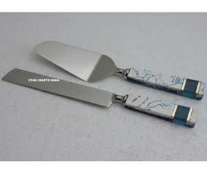 Top Trending Stainless Steel with Resin Handle Salad <b>Server</b> and <b>Cake</b> Knife Set Luxury Decorative Salad and <b>Cake</b> <b>Server</b> Set of 2 - Product Image 3