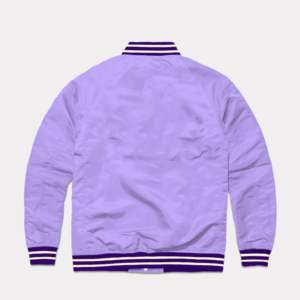 Vente en gros de vestes universitaires en satin violet décontractées avec couleur et logo personnalisés Veste universitaire Letterman pour hommes et femmes - Product Image 4