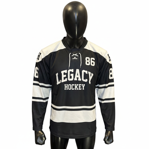 Maillots de hockey sur ballon personnalisés avec impression par sublimation, maillot de supporter, entraînement d'équipe, vêtements de hockey sur glace en Chine, 100% polyester - Product Image 6