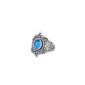Bague tendance en argent sterling 925 avec pierre précieuse en calcédoine, bijoux faits à la main, style bohème, pour femmes, cadeau pour filles - Product Image 1