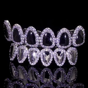 Dientes de plata personalizados Hip Hop Grillz Iced Out Moissanite Diamond Grillz Dientes Joyería de plata Mejor precio - Product Image 2