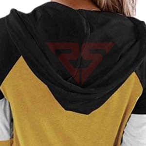 Sudadera con capucha de bloque de color para mujer con servicios OEM con logotipo impreso personalizado a precio al por mayor de RUKHMAL SPORTS - Product Image 5