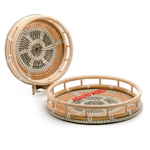 ถาดหวายทรงสี่เหลี่ยมผืนผ้าถาดเสิร์ฟแบบทำมือถาดหวายทรงสี่เหลี่ยมผืนผ้าสำหรับนักออกแบบงานทำมือ - Product Image 6