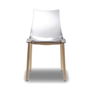 Dining <b>Chair</b> Transparent Polycarbonate <b>Shell</b> on Beech Wood 4-Leg Frame, Natural or Wenge Finish, for Restaurant Cafe Hotel - Product Image 5