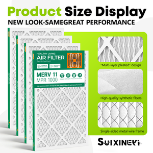 แผ่นกรองอากาศ SUIXINEYI สำหรับเครื่องปรับอากาศ ขนาด 16x24x1 นิ้ว มาตรฐาน MERV 11 รูปทรงสี่เหลี่ยมผืนผ้า สำหรับเตาทำความร้อนในบ้านและระบบปรับอากาศทั้งหลัง - Product Image 3
