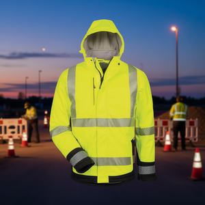 Melvin M Size <b>High</b>-<b>Visibility</b> Yellow/Black <b>Softshell</b> <b>Jacket</b> with Reflective Stickers & Lights ELYSEE - Product Image 3
