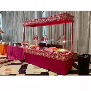 Sangeet Night Bruiloftsvoedselstations Decoreren Pakistaanse Bruiloftsvoedselstations Met Kleding Rechthoekige Luifel Voor Bruiloft