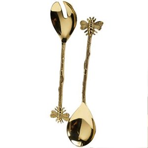 COLOR DORADO PERSONALIZADO Acero inoxidable Latón Cobre Servidor de ensalada Juego de cubiertos Utensilios de cocina para servir con espátula Material de metal - Product Image 1