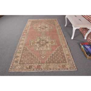 4.3x8.4 ft Turkish Area Rug, Vintage <b>Brown</b> Polka dot Rug - Product Image 1