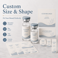Étiquettes personnalisées pour flacons ondulés bleus et beiges, autocollants imperméables avec logo personnalisé pour flacons de sérum cosmétique