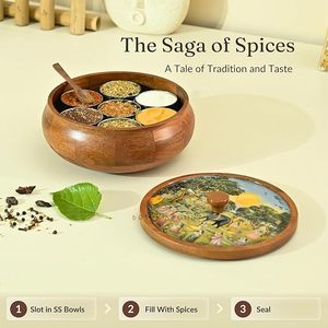 Boîte à épices en bois multi-compartiments pour une utilisation en cuisine propre et simple, boîte organisateur d'épices en bois robuste par AALIYAN IMPEX - Product Image 3