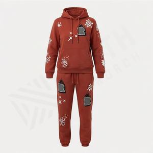 Ensembles de survêtements pour femmes de haute qualité, sweats à capuche et pantalons de jogging, coton et polyester personnalisés, vêtements d'hiver, option grande taille, tenue de sport athlétique - Product Image 1