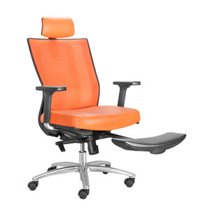 Premier-F Ergonomic Office Chair <b>Footrest</b> Contemporary Design Chrome Adjustable Height Foam Fabric for Home Workshop Bedroom - Product Image 1