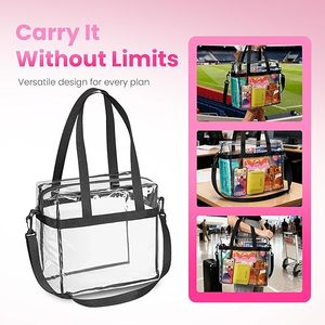 Sac fourre-tout transparent approuvé pour les stades, vente chaude, design transparent avec fermeture éclair supérieure et bretelles, capacité de 3L+, motif personnalisé - Product Image 4