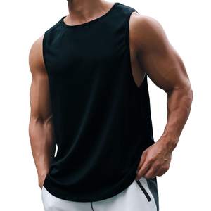 Débardeurs de luxe pour hommes de grande taille anti-rides 100% polyester personnalisé logo uni lourd haut vierge à col rond surdimensionné - Product Image 1