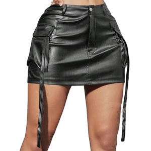 2026 Sexy High Waist <b>Pu</b> Leather <b>Skirt</b> Women's Solid Color Winter Stylish Pockets Leather <b>Skirts</b> Fashionable Sexy <b>Skirts</b> - Product Image 1