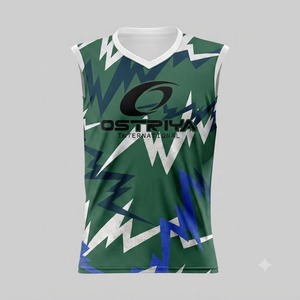 T-shirt sans manches à col en V pour homme Ostriya, séchage rapide, respirant, 180g, polyester tricoté, coupe classique, logo sur le devant, professionnel - Product Image 2