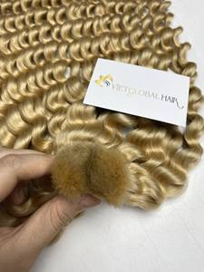 Venta al por mayor 100% cabello humano virgen vietnamita cutícula cruda alineada rubio rizado profundo para 8 "-32" longitud 3 años de pelo de por vida - Product Image 3