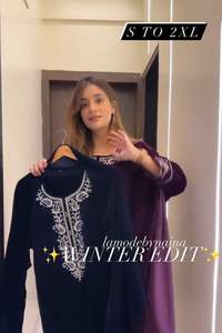 Costume de créateur lourd vêtements de fête de mariage lourds velours pur travail de broderie à fil complet lourd Kurta et pantalon avec Georgette Dupatta - Product Image 2