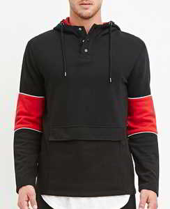 Vente en gros de sweats à capuche pour hommes en molleton épais, effet usé, bicolore, avec poches cargo, logo personnalisé, streetwear - Product Image 1