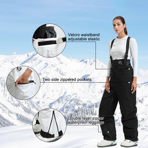 Bavoirs de ski pour femmes pantalons de neige imperméables personnalisés salopette de snowboard en plein air avec bretelles réglables et impression de logo - Product Image 4