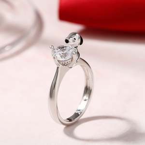 Bague fine en argent sterling Jeulia Hug Me Live in the Present Puppy à coupe ronde - Product Image 5