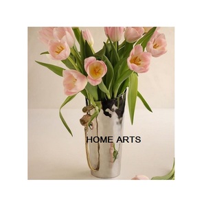 Vase à fleurs en acier inoxydable couleur argent, forme et taille personnalisées, vaisselle pour la décoration intérieure - Product Image 1