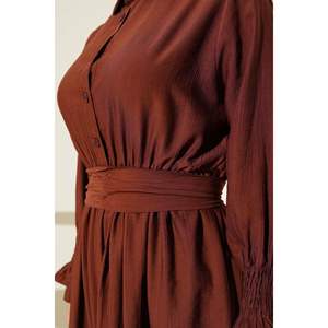 Vestido Tobillo Cinturón Marrón - Product Image 4