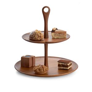 Handcrafted Wooden 2 <b>Tier</b> <b>Cake</b> <b>Stand</b> for Stylish Dessert Display with Strong Handle Perfect for Parties and Home Decor - Product Image 2