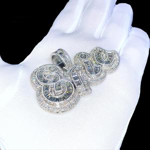 Moissanite Iced Out Round Cut Diamonds Charm Pendant Hip Hop Pendant Men Jewelry Bijoux en argent sterling 925 - Product Image 2