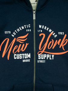 Sweat à capuche surdimensionné vintage en molleton français avec broderie personnalisée, patchwork et effet usé, fermeture éclair, pour homme par Ako - Product Image 2